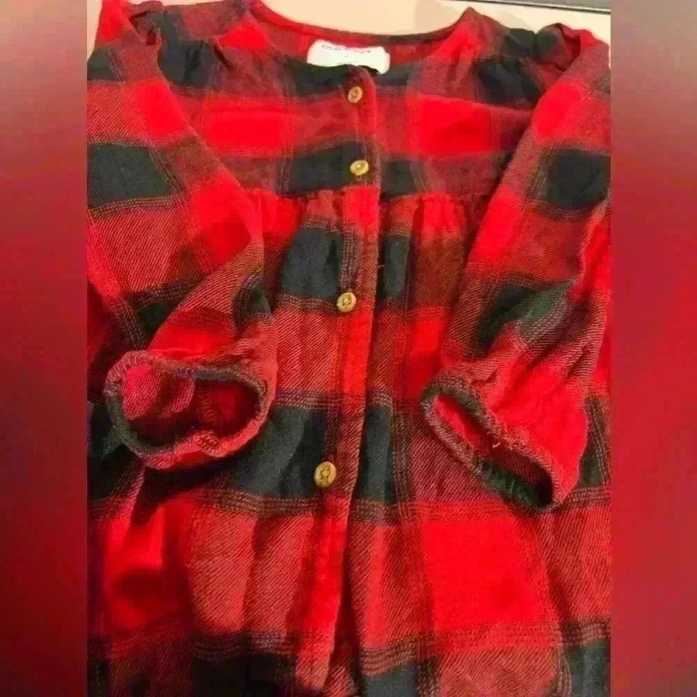 Old Navy Girls 5T Buffalo Red Black‎ Plaid Dress Christmas Holiday Winter